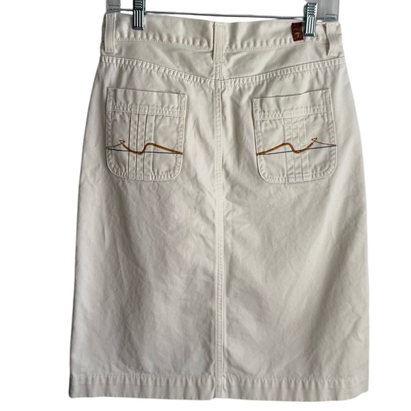 7 For All Mankind Early 00s Jerome Dahan Off White/Cream Denim Midi Skirt 26 - Picture 3 of 8